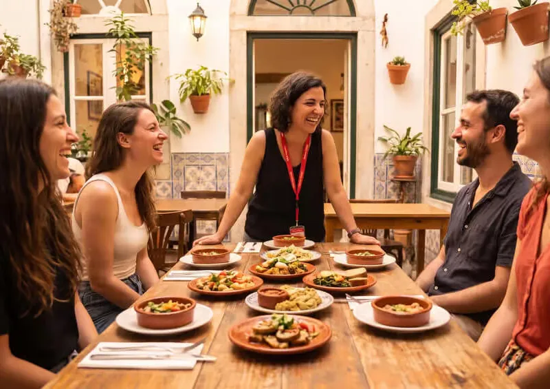 People enjoying a vegan walking tour